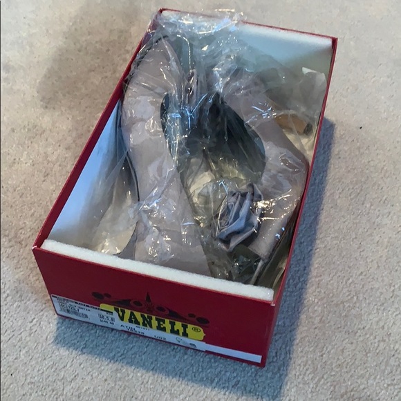 Vaneli silver/grey open toe satin heels - Picture 5 of 6